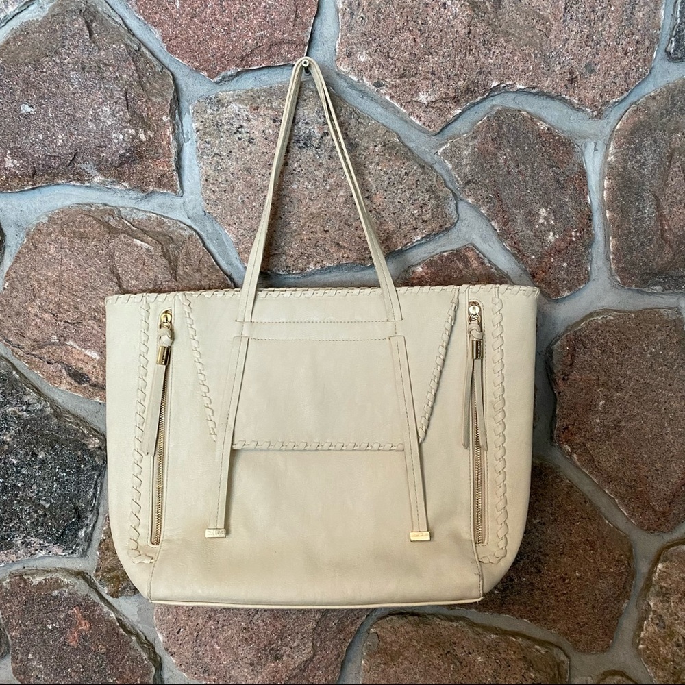 👜Big Buddha large cream faux leather shoulder bag.